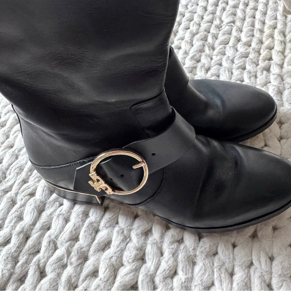 Tory Burch Black Leather Sofia Riding Boot, size 6.5 - Picture 8 of 12